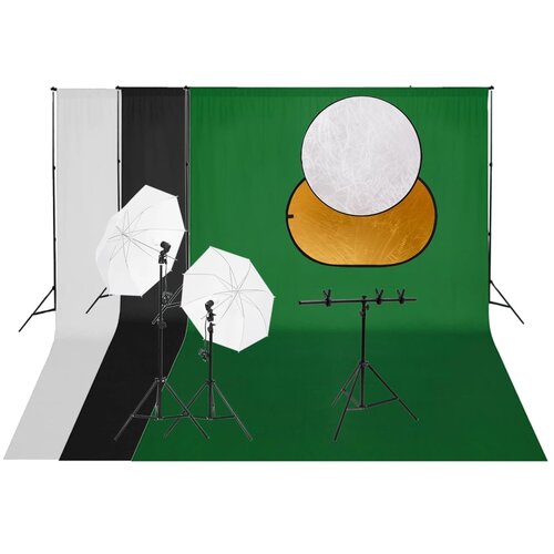 vidaXL komplet za foto studio z lučmi, ozadjem in reflektorjem Cene