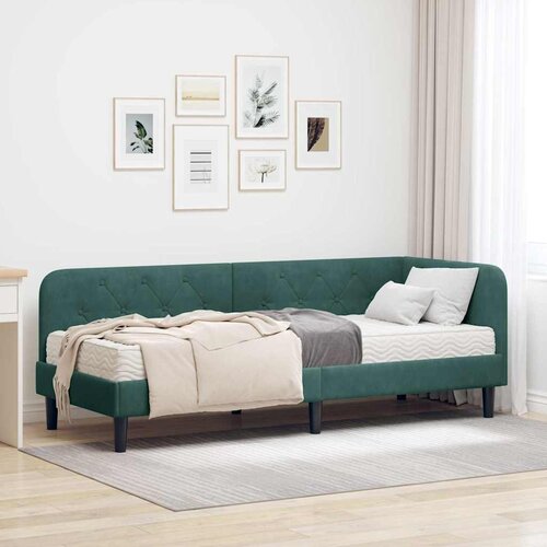 vidaXL kutni okvir kreveta s madracem tamnozelena 80 x 200 cm bar&scaron;un Cijene
