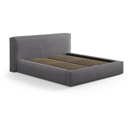 Micadoni Tamno sivi tapecirani bračni krevet s prostorom za odlaganje s podnicom 200x200 cm Simon Olivia – Cene
