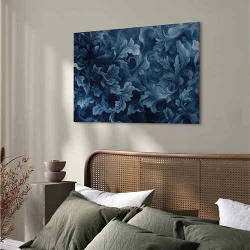  Slika - Abstract Ornaments Dark Blue Victorian Leaves 30x20 Na talijanskom platnu Cene