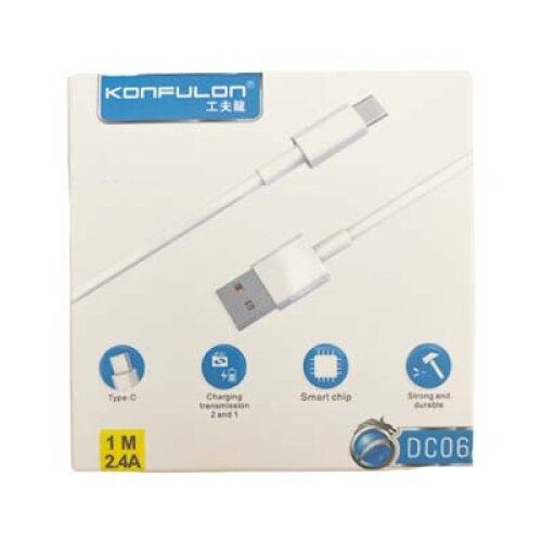 Konfulon usb kabal DC06 type-c 1m 2.4A bela Slike