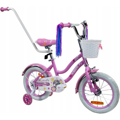  Dječji bicikl Vibbe leptir BMX bicikl 14 inča s vodilicom i bočnim kotačima YM-CB-88 - rozi Cijene