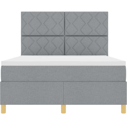  LED Box Spring Krevet Svijetlo siva 160 x 200 cm tkanina Slike