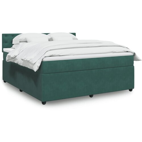 vidaXL Box spring postelja z vzmetnico temno zelena 180x200 cm žamet Cene