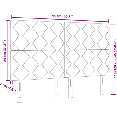  LED uzglavlje dizajn dijamantnih blokova crno 144 cm tkanina Slike