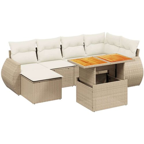 VidaXL 7-dijelni set vrtnih sofa od poliratana s jastucima bež Slike