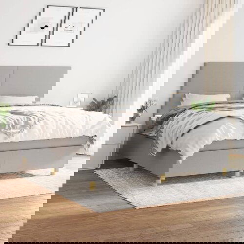 The Living Store Box spring postelja z vzmetnico svetlo siva 160x200 cm žamet - Box Spring Postelja, (21493553) Cene