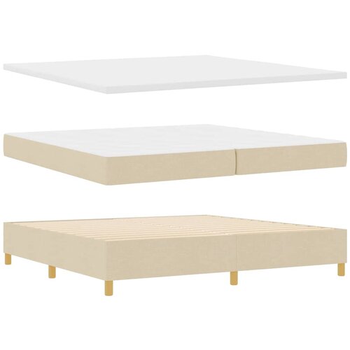  LED Box Spring Krevet s uzglavljem Krema 200 x 200 cm tkanina Slike