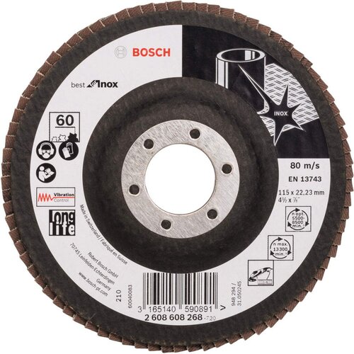 Bosch lamelni brusni disk X581, Best for Inox 115 mm, 22,23 mm, 60 - 2608608268 Slike