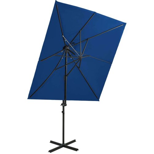  Konzolni suncobran s dvostrukim vrhom 250 x 250 cm azurni Cijene