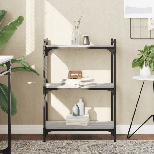 vidaXL Regal za knjige s 3 razine siva boja hrasta 60x30x86 cm drveni Cijene