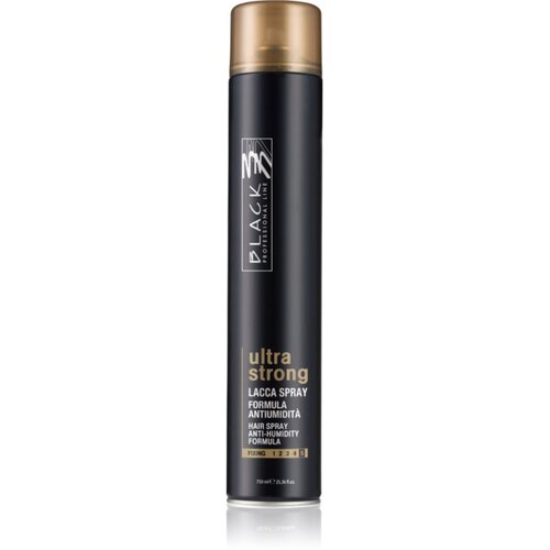 Black Professional Line Lacca Black Ultra Strong Hair Spray lak za lase z ekstra močnim utrjevanjem za volumen in sijaj 750 ml Slike