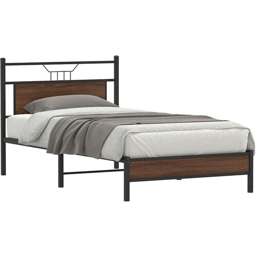 vidaXL Posteljni okvir brez vzmetnice rjavi hrast 107x203 cm inž. les Cene