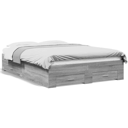 Maison Chic Posteljni okvir - Dvoposteljna postelja - Zakonska postelja s predali siva sonoma 135x190cm inženirski les, (21694219) Cene