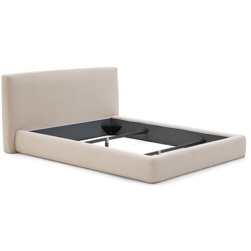Kave Home Bež tapecirani bračni krevet bez podnice 180x200 cm Blok – Cijene