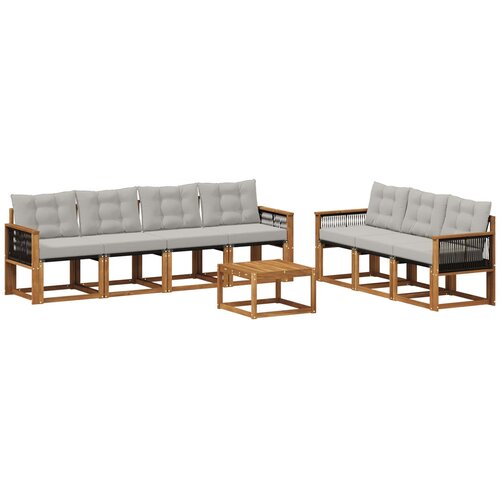 vidaXL Zunanja garnitura za sedenje 8 pcs Naravna in svetlo siva, (5000281014) Cene