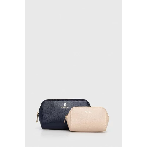 Furla Kožna kozmetička torbica 2-pack boja: tamno plava
