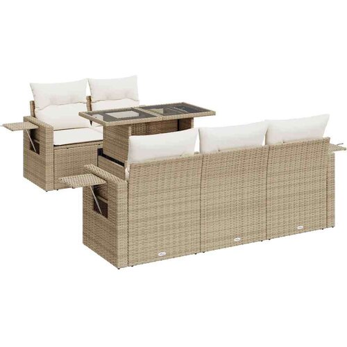 VidaXL 6-dijelni set vrtnih sofa s jastucima bež od poliratana Slike