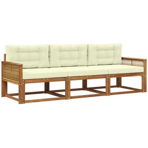 vidaXL Zunanja garnitura za sedenje z blazino 3 pcs Naravna in smetana, (5000280656) Cene