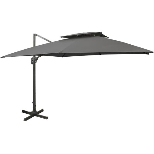  Konzolni vrtni suncobran s dvostrukim vrhom 300x300 cm antracit Cene
