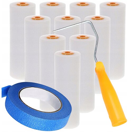 Rosfix SET VALJČKOV ZA BARVANJE 10 CM &ndash; 10X POLIURETANSKI VALJČEK, ROČAJ, MODRI TRAK 40 MM X 50 M, (5000036502) Cene