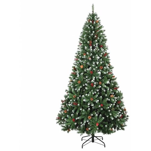  Umjetno božićno drvce zeleno s kuglicom 210 cm 300 LED lampica - Zelena s mraženim vrhovima &amp;Oslash; 106 x 210 cm s 300 LED dioda i ruž Slike