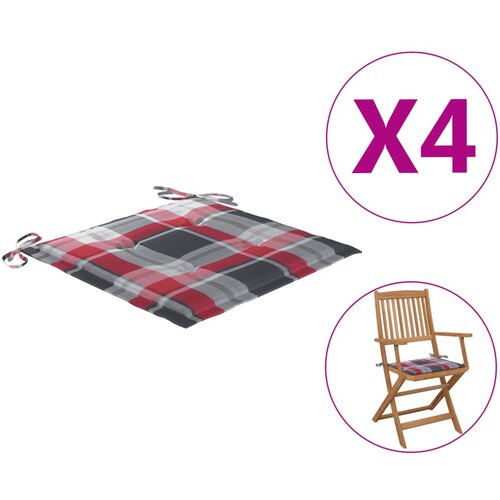 VidaXL Jastuci za vrtne stolice 4kom crveni karirani 40x40x3cm tkanina Slike