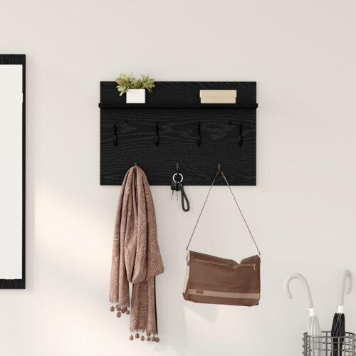 vidaXL Nadwyčajna obešalnik za plašče Črni hrast 60 x 40 x 12 cm Cene