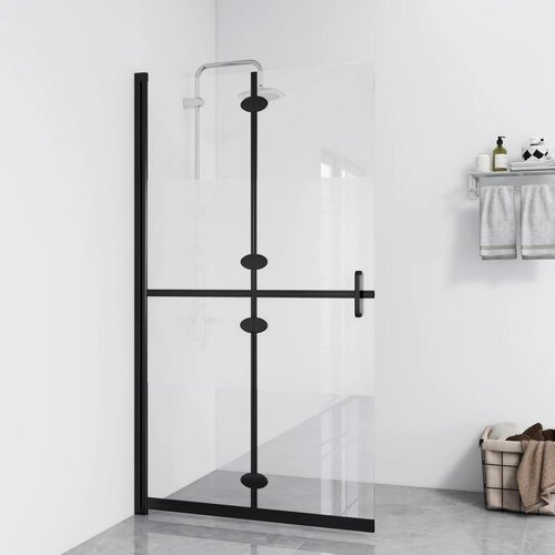 vidaXL Sklopiva pregrada za tuš napola matirano ESG staklo 80 x 190 cm Cene