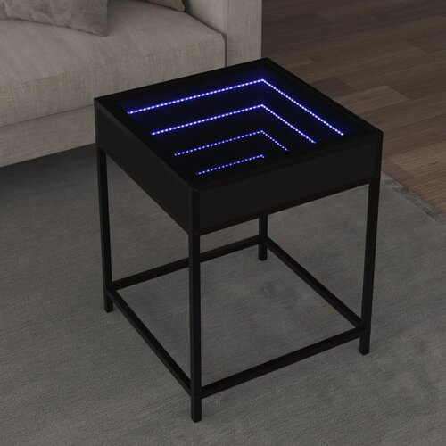 vidaXL Klubska mizica z neskončnimi LED črna 40x40x51 cm Cene