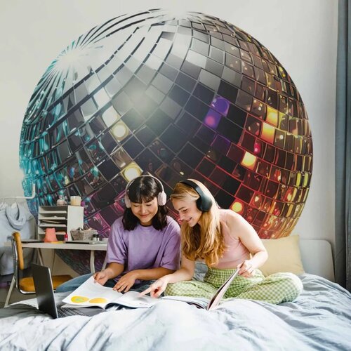  Okrugla fototapeta - Silver disco ball 230x230 Slike
