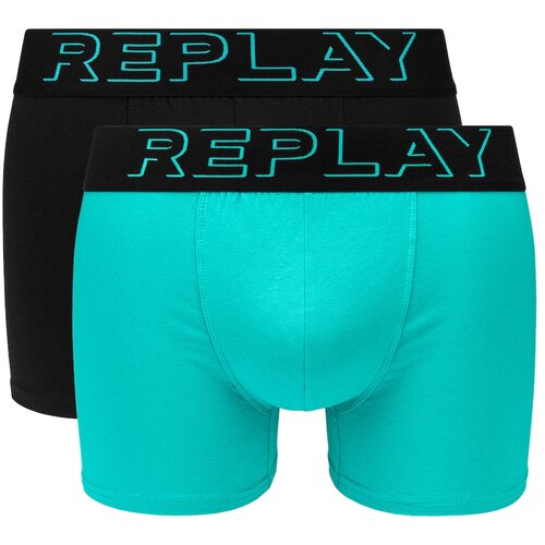 Replay Boxers Boxer Style 2 T/C Cuff 3D Logo 2Pcs Box - Emerald/Black - Men&amp;#039;s Slike