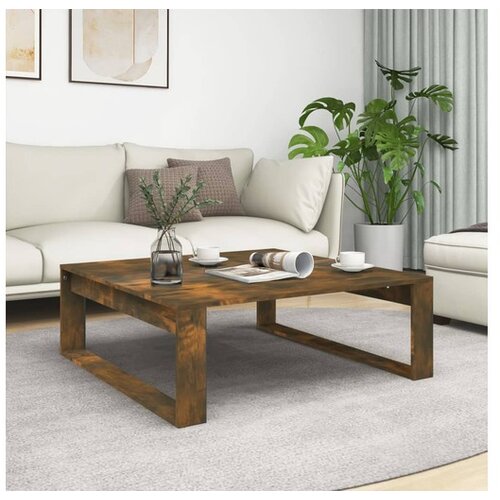  Klubska mizica dimljeni hrast 100x100x35 cm konstruiran les Cene
