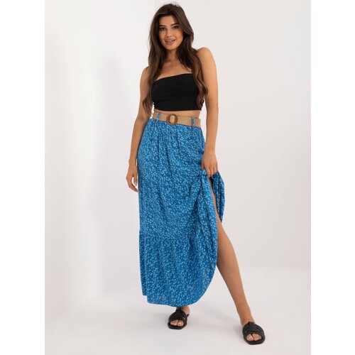 Fashion Hunters Blue summer skirt with knitted belt Slike