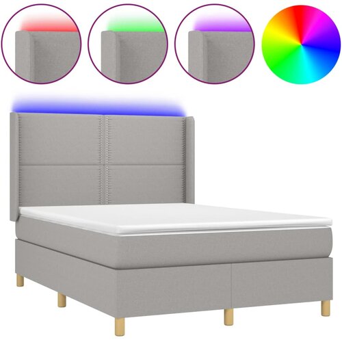 Maison Chic Box spring postelja - Vzmetna postelja z vzmetnico LED sv. siva 140x200 cm blago SL9547, (21905085) Cene