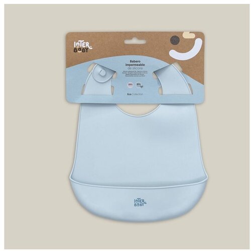 Interbaby Silikonski podbradak za bebe - Blue Grey Slike