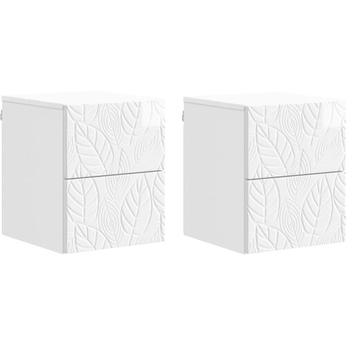 vidaXL Stenski nočni omarici 2 pcs Bela visok sijaj 34,5 x 33 x 40 cm, (5000247356) Cene