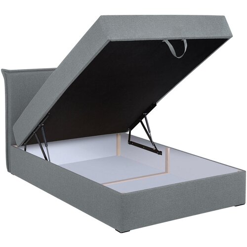 MID.YOU POSTELJA Z VZMETNICO 120 cm x 200 cm , tekstil, leseni material srebrne barve Slike