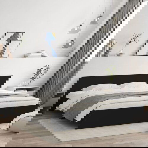 VidaXL Posteljni okvir z vzglavjem črn 180x200 cm Slike