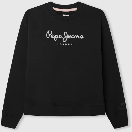 Pepe Jeans Sweater majica 'Winter Rose' crna / bijela