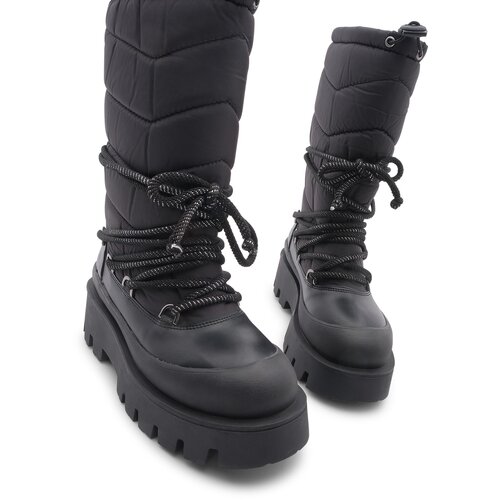 Marjin Women&amp;#039;s Snow Boots With Thick Soles Lace-Up Shearling Insole Visra Black Slike