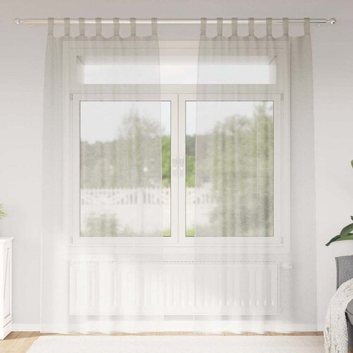 Voile zavjesa 2 kom. Krema 260 x 140 cm Poliester Slike