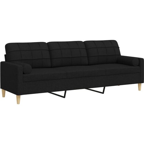 Maison Chic kavč - Sofa - Kanape trosed z okrasnimi blazinami črn 210 cm blago, (21727604) Slike