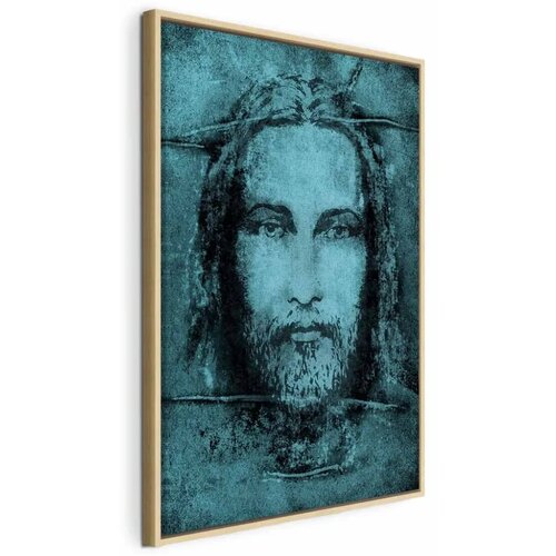  Slika - Shroud of Turin in Turqoise (1 Part) Vertical 60x90 U prirodnom drvenom okviru Cene