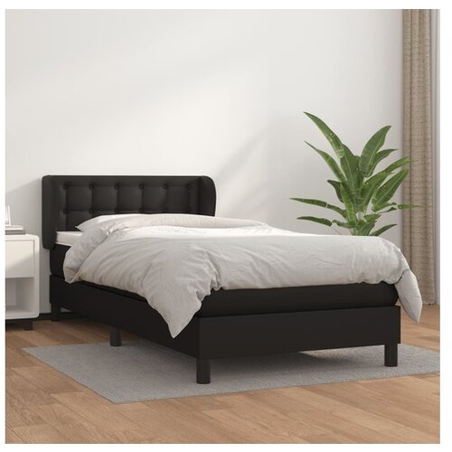  Box spring postelja z vzmetnico črn 90x190 cm umetno usnje Cene