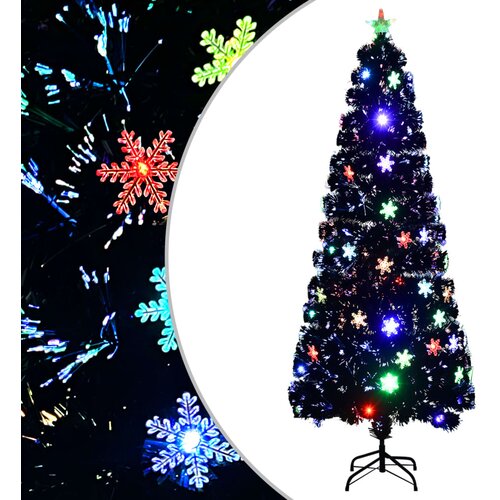  Božićno drvce s LED pahuljama crno 240 cm od optičkih vlakana Cijene