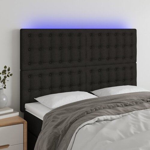 VidaXL LED uzglavlje crno 144x5x118/128 cm od tkanine Slike