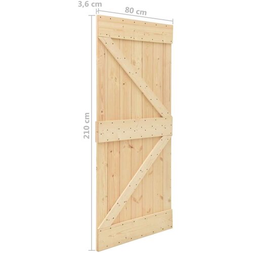  Klizna vrata Prirodna i crna 80 x 210 cm Masivna borovina Cene