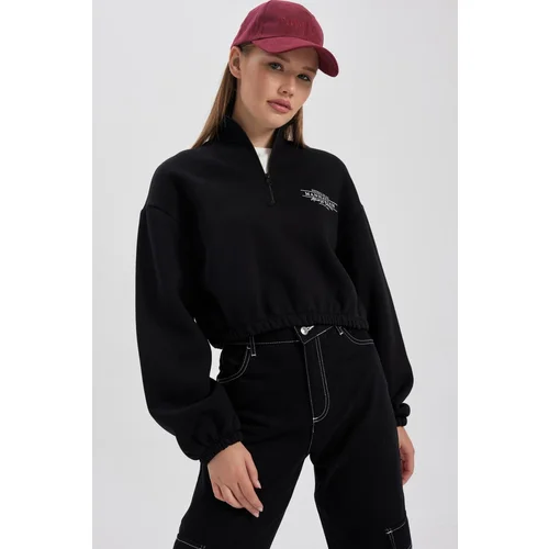 Defacto Cool Crop Half Zipper Thick Sweatshirt