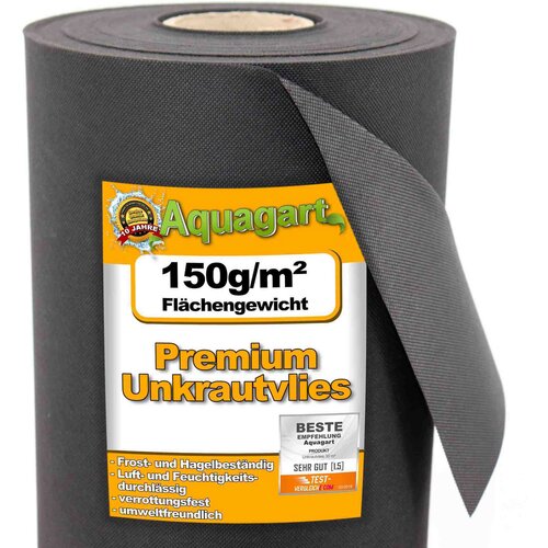 Aquagart 7,5 m&amp;sup2; vrtni flis za zatiranje plevela flis folija za plevel mulčna folija 150 g/m&amp;sup2; 1,5 m &amp;scaron;iroka, (22075108) Slike